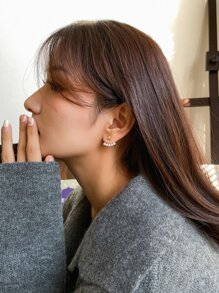 DAZY 假珍珠裝飾耳環夾 - 金黃色 - 查看 1