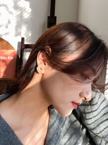 DAZY 假珍珠裝飾耳環夾 - 金黃色 - 查看 2