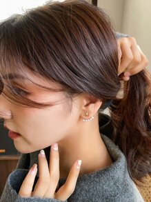 DAZY 假珍珠裝飾耳環夾 - 金黃色 - 查看 5