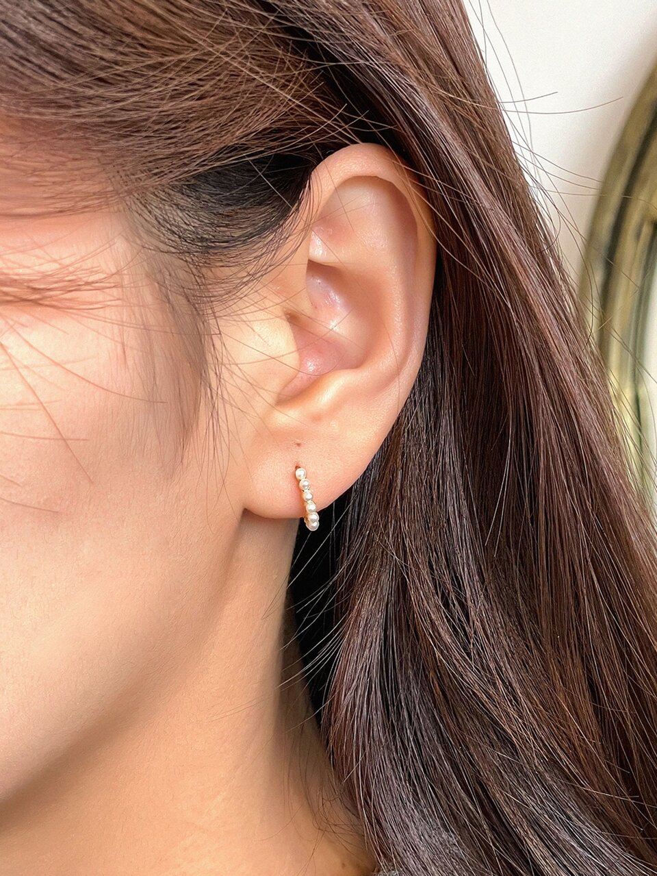 Faux Pearl Decor Hoop Earrings