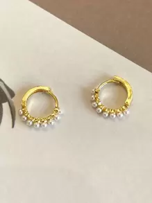 DAZY Đồ trang trí Ngọc Trai giả Vòng khuyên tai - Vàng - Xem 7