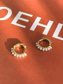 DAZY Đồ trang trí Ngọc Trai giả Vòng khuyên tai - Vàng - Xem 8