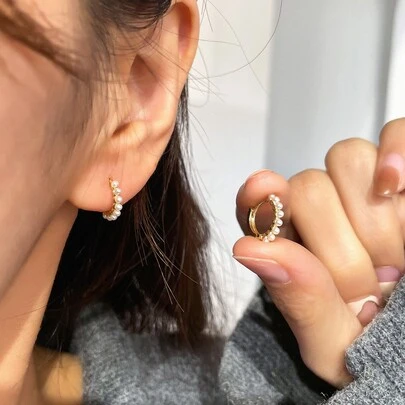 DAZY Đồ trang trí Ngọc Trai giả Vòng khuyên tai