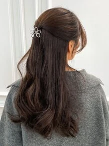 DAZY Flower Design Hair Claw Elegant Claw Clips Hair Clips Hair Jaw Clip Hair Clamps Hair Clutch Hair Catcher Clip - Silver - View 2