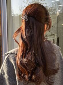 DAZY Flower Design Hair Claw Elegant Claw Clips Hair Clips Hair Jaw Clip Hair Clamps Hair Clutch Hair Catcher Clip - Silver - View 3