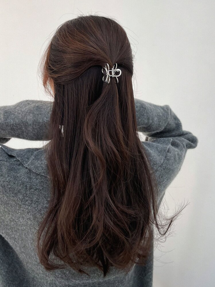 DAZY Flower Design Hair Claw Elegant Claw Clips Hair Clips Hair Jaw Clip Hair Clamps Hair Clutch Hair Catcher Clip - Silver - View 5