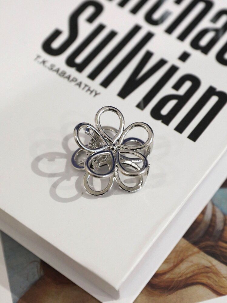 DAZY Flower Design Hair Claw Elegant Claw Clips Hair Clips Hair Jaw Clip Hair Clamps Hair Clutch Hair Catcher Clip - Silver - View 7