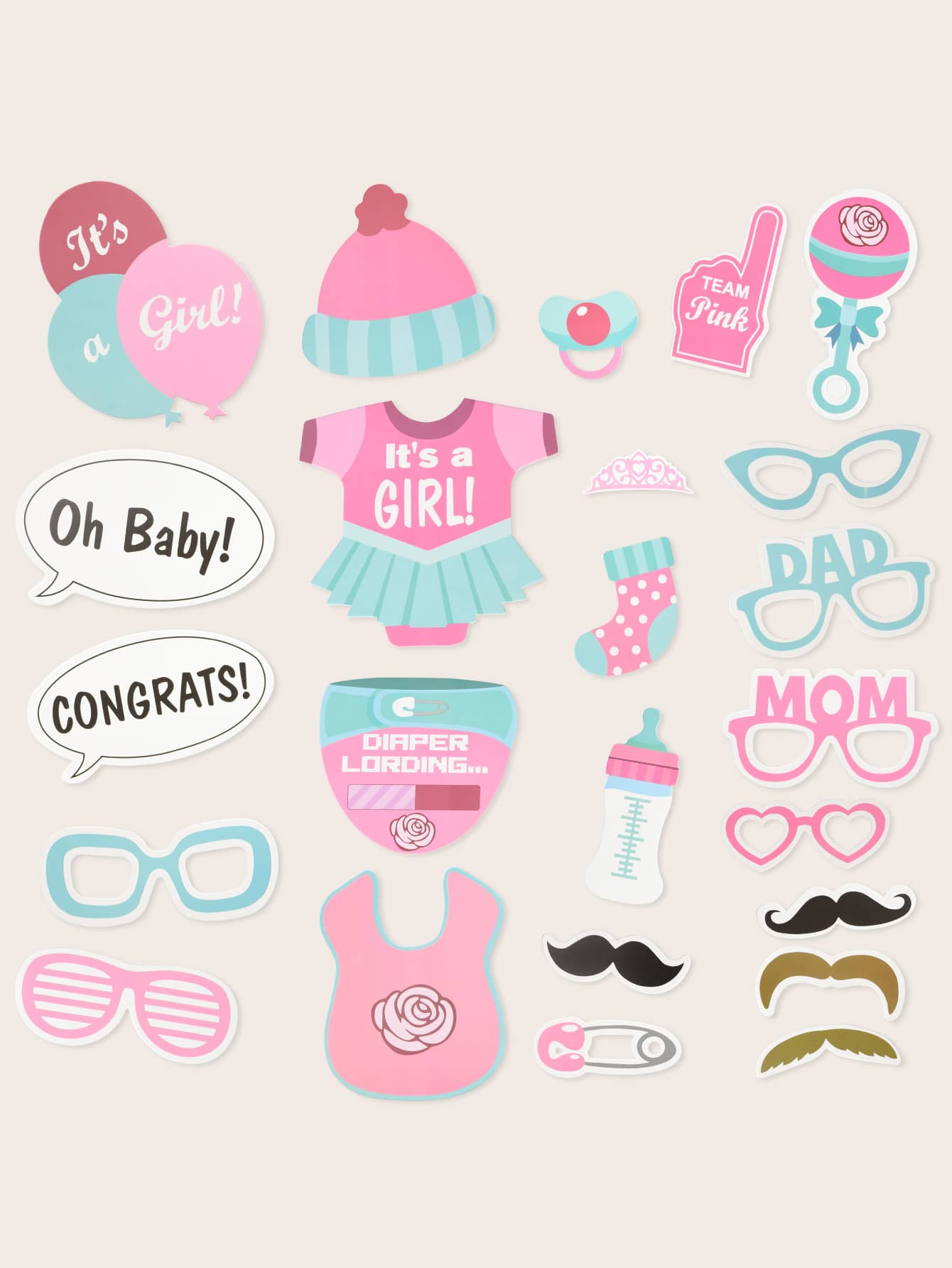 54pcs Baby Shower Party Photo Prop - Multicolor - View 1
