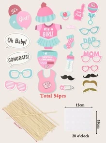 54pcs Baby Shower Party Photo Prop - Multicolor - View 4