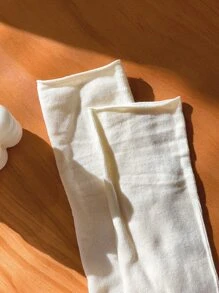 DAZY 素色中筒襪 - 米色 - 查看 7