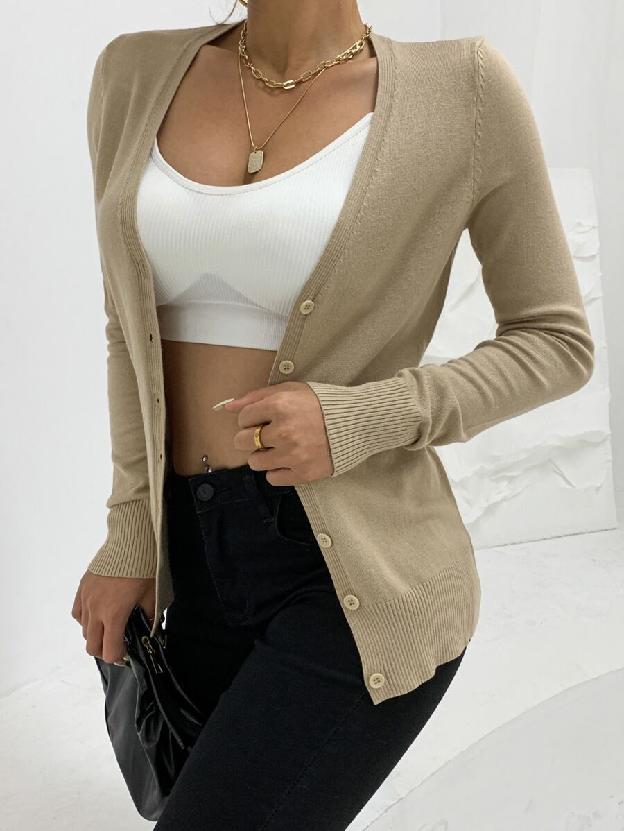 AAmilife Nữ Cardigans Nút phía trước màu trơn Giải trí