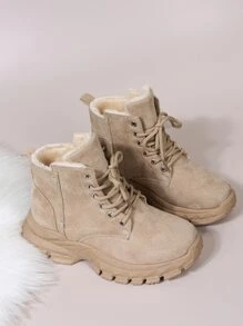 Giày bốt Nữ Thời trang Lace-up - Màu Khaki - Xem 2