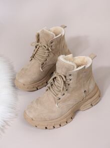 Giày bốt Nữ Thời trang Lace-up - Màu Khaki - Xem 3