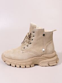 Giày bốt Nữ Thời trang Lace-up - Màu Khaki - Xem 6