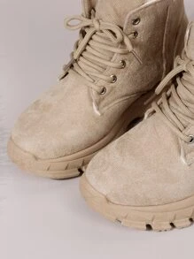 Giày bốt Nữ Thời trang Lace-up - Màu Khaki - Xem 7