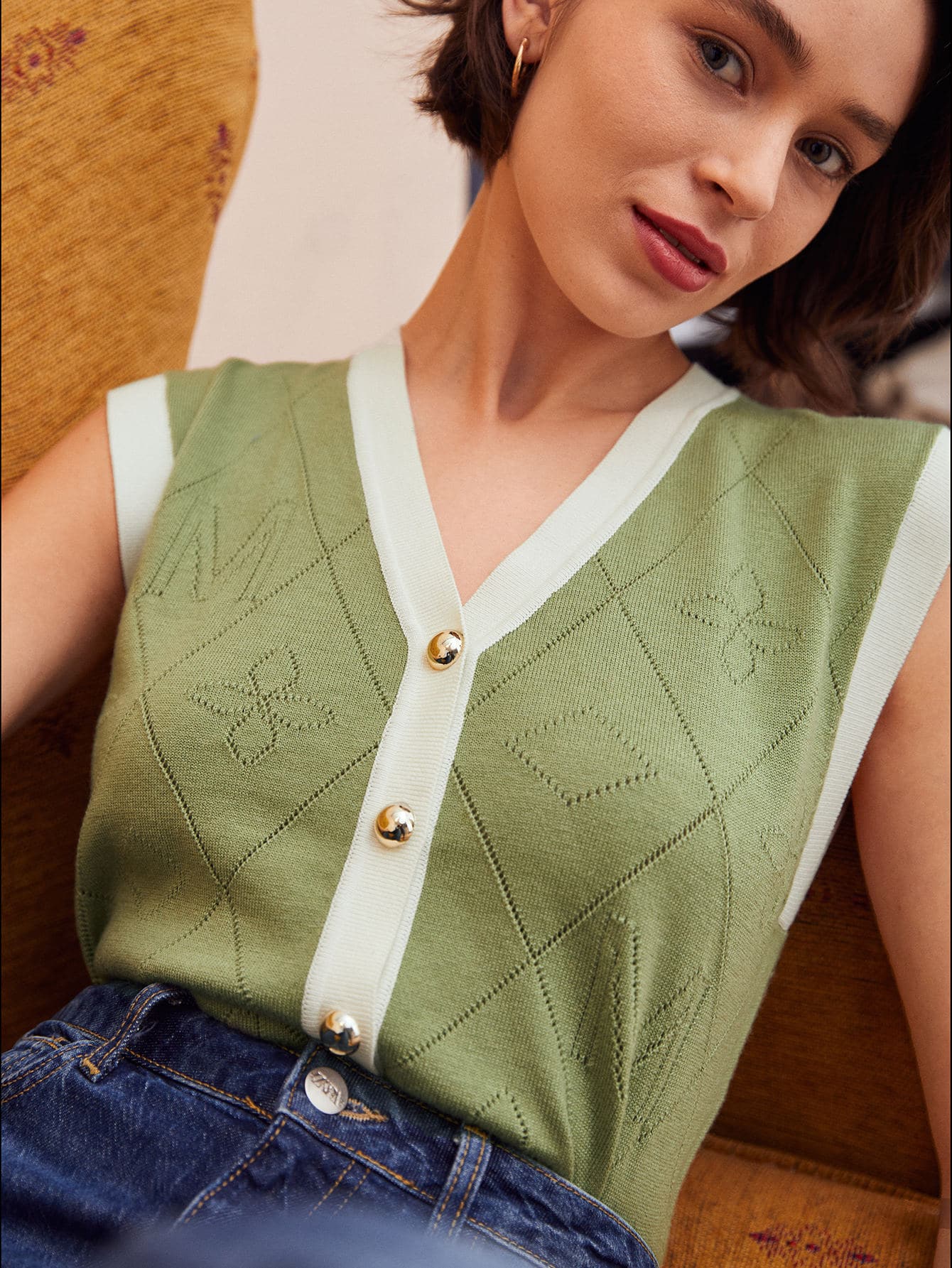 MOTF WOOL MIX BUTTONED SWEATER VEST