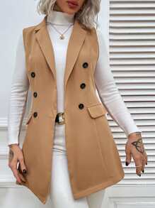 Blazer chaleco con botones - Camel - Ver 1