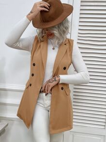Blazer chaleco con botones - Camel - Ver 5