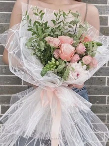 1 cái giấy bọc ren hoa - trắng - Xem 3