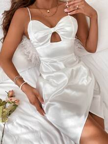 Đầm Cắt ra màu trơn Hấp dẫn - trắng - Xem 5