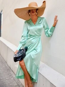 Đầm Xù Trọn gói màu trơn Thanh lịch - Màu xanh Bạc hà - Xem 4