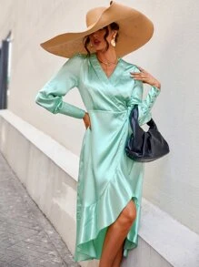 Đầm Xù Trọn gói màu trơn Thanh lịch - Màu xanh Bạc hà - Xem 5