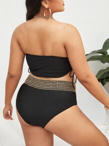 Bộ bikini dây rút cỡ lớn bên bãi biển mùa hè - màu đen - Xem 2