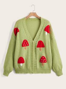 SHEIN Qutie áo hở cổ kích thước lớn Rau quả Giải trí - Màu xanh Bạc hà - Xem 1