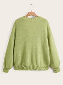 SHEIN Qutie áo hở cổ kích thước lớn Rau quả Giải trí - Màu xanh Bạc hà - Xem 2