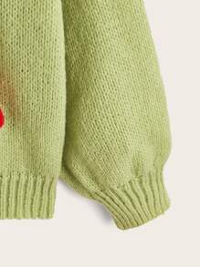 SHEIN Qutie áo hở cổ kích thước lớn Rau quả Giải trí - Màu xanh Bạc hà - Xem 4