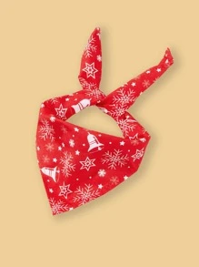 Pañuelo para mascotas Navidad estampado de copo de nieve - Rojo y blanco - Ver 1