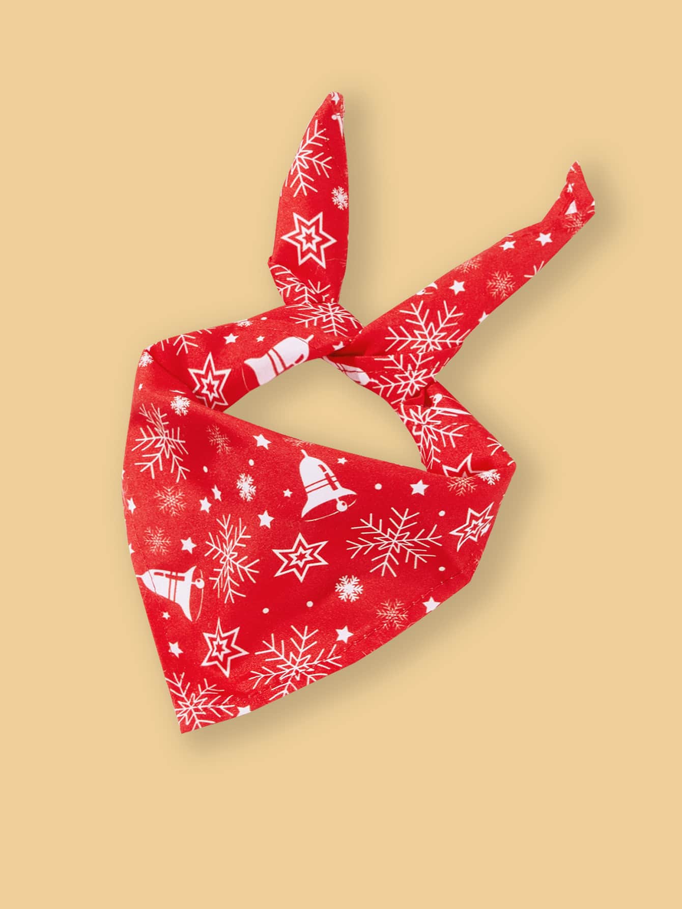 Pañuelo para mascotas Navidad estampado de copo de nieve - Rojo y blanco - Ver 1