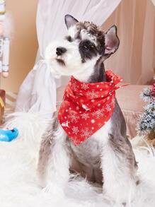 Pañuelo para mascotas Navidad estampado de copo de nieve - Rojo y blanco - Ver 2