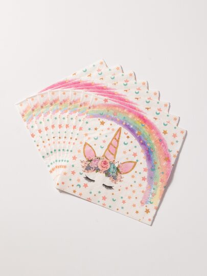 20pcs Unicorn Pattern Disposable Napkin, Cartoon Paper Napkin For Birthday Party,Christmas