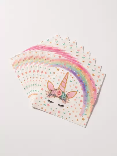 20pcs Unicorn Pattern Disposable Napkin, Cartoon Paper Napkin For Birthday Party,Christmas