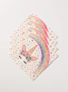 20pcs Unicorn Pattern Disposable Napkin, Cartoon Paper Napkin For Birthday Party,Christmas