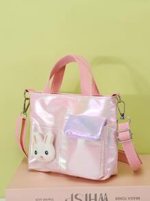 Complimentary Rabbit Cartoon Shoulder Bag For Teens, Girls Crossbody Handbag - Pink - View 1
