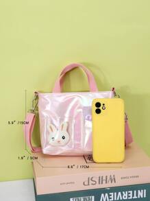 Complimentary Rabbit Cartoon Shoulder Bag For Teens, Girls Crossbody Handbag - Pink - View 2