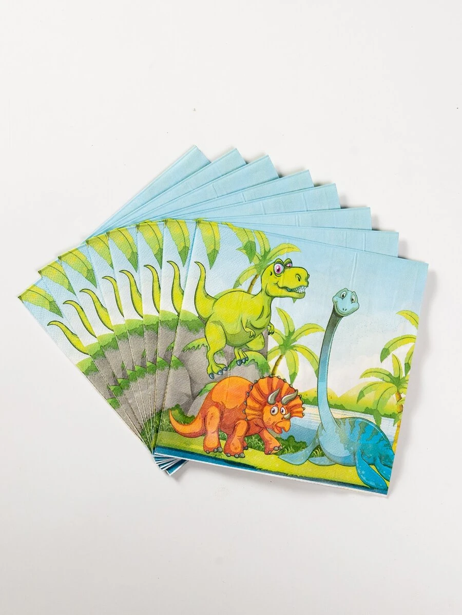 20 peças de guardanapo descartável com padrão de dinossauro - Multicolorido - Ver 1