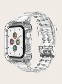 Dây đeo và hộp đựng 2 trong 1 tương thích với Apple Watch - Trong sáng - Xem 1