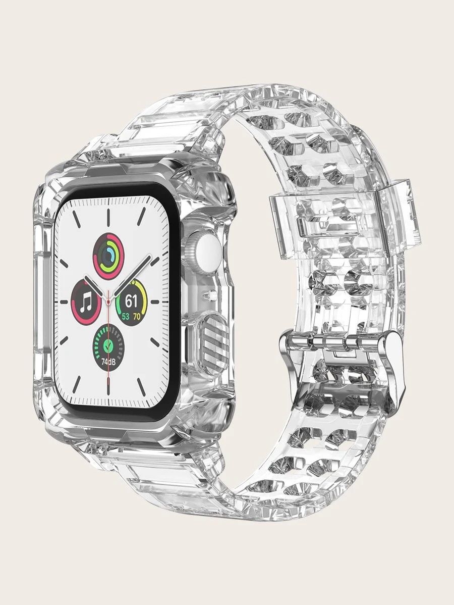 Dây đeo và hộp đựng 2 trong 1 tương thích với Apple Watch - Trong sáng - Xem 1