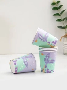 10入組美人魚圖案一次性杯子 - 彩色 - 查看 3