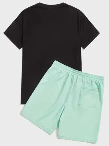 Manfinity VCAY Bộ hai mảnh Nam Dây kéo Túi Lá thư Nhiệt đới Giải trí - Nhiều màu - Xem 2