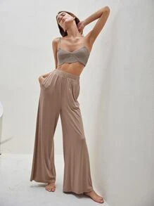 MOTF PREMIUM VISCOSE WIDE-LEG SLEEP TROUSERS - Dusty Pink - View 1