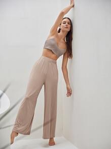 MOTF PREMIUM VISCOSE WIDE-LEG SLEEP TROUSERS - Dusty Pink - View 4