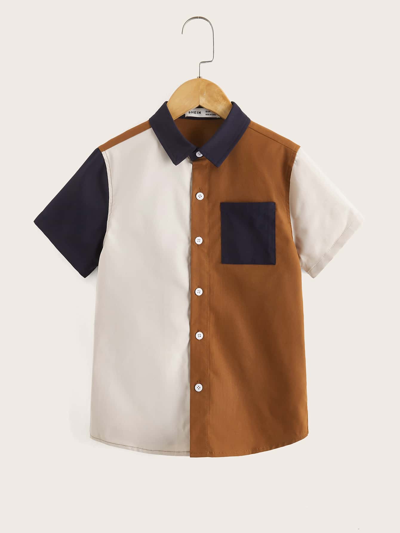 SHEIN Áo sơ mi nam tuổi teen phối nhiều màu sắc, cài một hàng khuy, cá nhân hóa, thích hợp cho mùa hè. - Nhiều màu - Xem 1