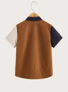 SHEIN Áo sơ mi nam tuổi teen phối nhiều màu sắc, cài một hàng khuy, cá nhân hóa, thích hợp cho mùa hè. - Nhiều màu - Xem 2