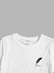 SHEIN Bộ hai mảnh Trai Dây kéo Túi Lá thư Bộ lạc Giải trí - Xanh và trắng - Xem 4