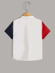SHEIN Toddler Boys Colourblock Mock Neck Shirt - Multicolor - View 2