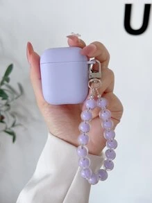 Mặt dây chuyền đính cườm Vỏ màu tím tương thích với AirPods - Màu tím - Xem 2